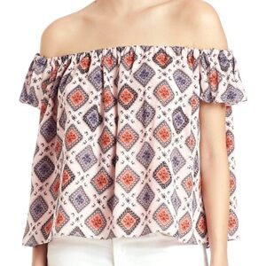 Elizabeth & James Piper Silk Pink Off Shoulder Top